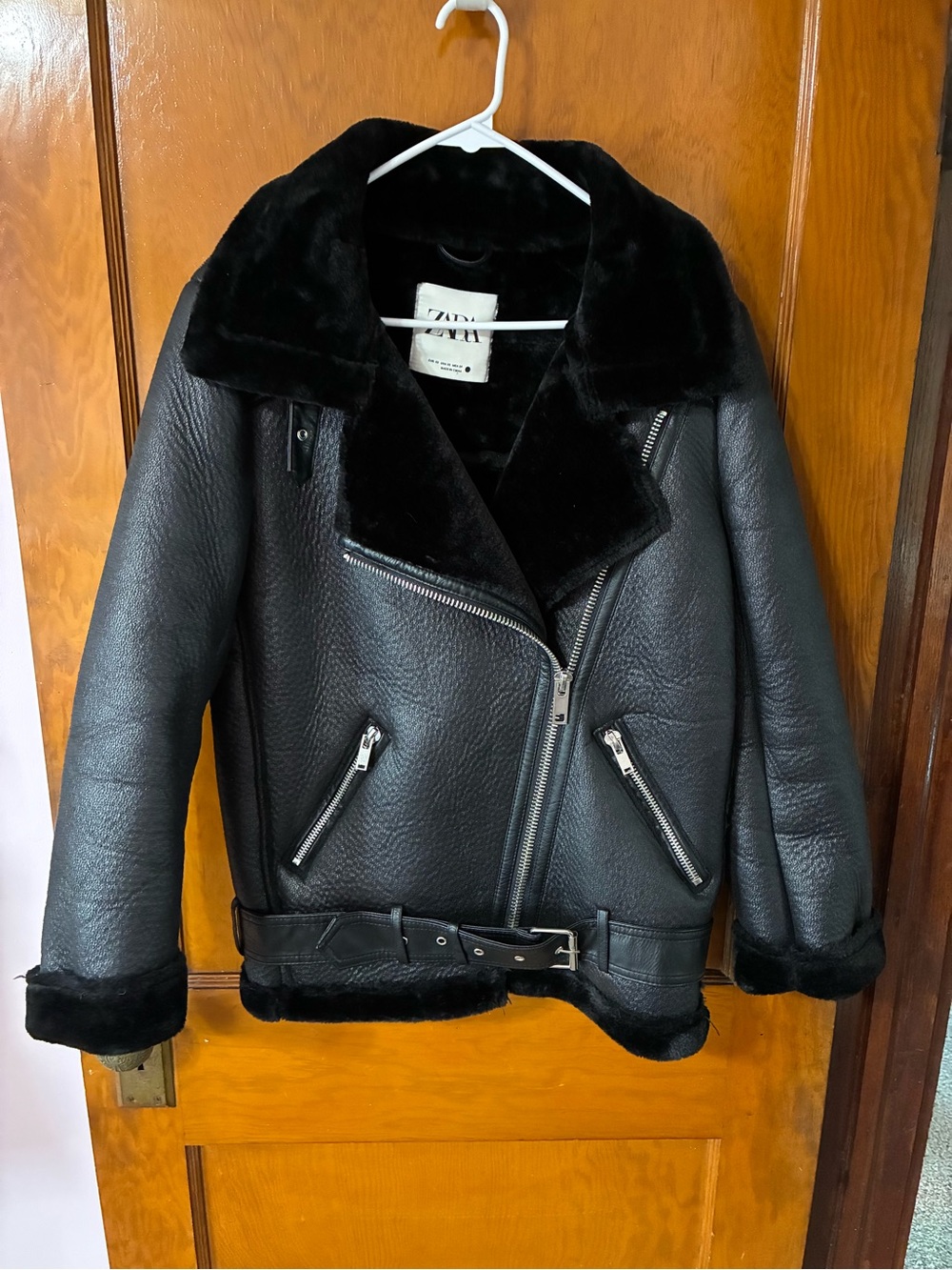 🔥ZARA Black Faux Shearling Jacket